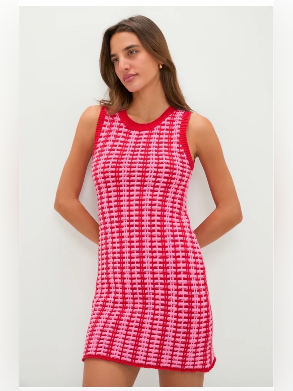 HYACINTH HOUSE Pink & Red Knit Dellacorte Mini Dress Sz XS